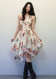 Watercolor Floral Irregular V Neck Halter Dress image 2