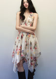 Watercolor Floral Irregular V Neck Halter Dress image 5