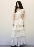 White Lace Waist Shirt Cake Skirt Set image 2