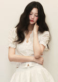 White Lace Waist Shirt Cake Skirt Set image 6