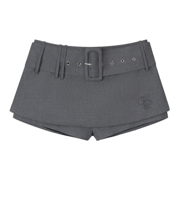 Embroidered Belted Suit Skirt Pants image 12