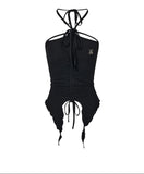 불규칙한 드로스트링 슬림핏 캐미솔