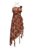 Strapless Cinched Waist Long Dress