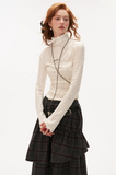 Destruction high collar long-sleeved T-shirt
