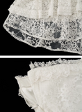 Lace layered gauze midi skirt