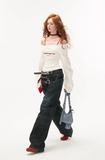 Lantern sleeve white shirt and bra