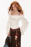 Lantern sleeve white shirt and bra
