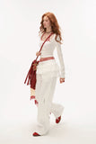 Square collar bow long-sleeved T-shirt