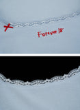 Square collar bow long-sleeved T-shirt