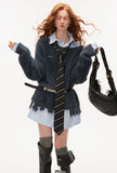 Fake two-piece college style shirt sweater