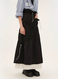 Pleated Panel Long Slim Mid length Skirt
