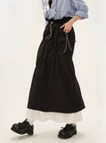 Pleated Panel Long Slim Mid length Skirt