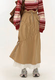 Pleated Panel Long Slim Mid length Skirt