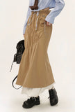 Pleated Panel Long Slim Mid length Skirt