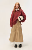 Pleated Panel Long Slim Mid length Skirt