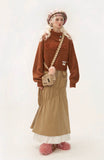Pleated Panel Long Slim Mid length Skirt
