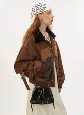 마이야르 올드 레트로 패치워크 재킷 캐주얼 탑