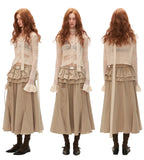 케이크 레이어드 포켓 스커트 롱 스커트