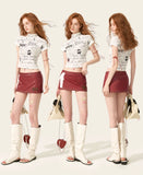 스타 리벳 캐주얼 숏 스커트