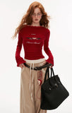 Lace round neck hooded long-sleeved tops