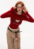 Lace round neck hooded long-sleeved tops
