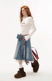 Lace round neck hooded long-sleeved tops