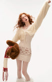 캣 페어 아일 스웨터 드레스 숏 밍크 코트 하이엔드