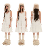 레이스 스커트 미디엄 앤 롱 페어리 스커트 화이트 드레스