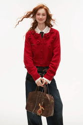 Rose short cardigan sweater long-sleeved
