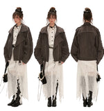 빈티지 데님 재킷과 숏 스커트