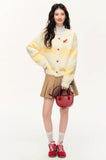 Loose and versatile sweet bowknot cream yellow long cardigan jacket