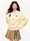 Loose and versatile sweet bowknot cream yellow long cardigan jacket