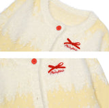 Loose and versatile sweet bowknot cream yellow long cardigan jacket