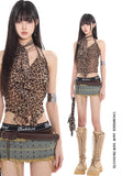 Leopard Mesh Ruffle Cami Top