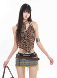 Leopard Mesh Ruffle Cami Top