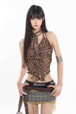 Leopard Mesh Ruffle Cami Top