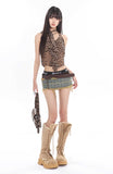 Leopard Mesh Ruffle Cami Top