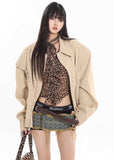 Leopard Mesh Ruffle Cami Top