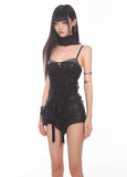 Sequin Lace Cross-Strap Cami