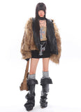 Reversible fur hooded warm jacket