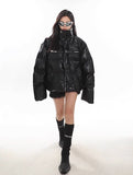 PU Leather Deconstructed Strap Jacket