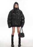 PU Leather Deconstructed Strap Jacket