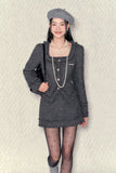 Gray Square Neck Cinched Two-Piece Set