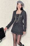 Gray Square Neck Cinched Two-Piece Set