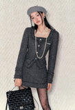 Gray Square Neck Cinched Two-Piece Set