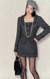 Gray Square Neck Cinched Two-Piece Set