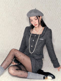 Gray Square Neck Cinched Two-Piece Set
