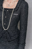 Gray Square Neck Cinched Two-Piece Set