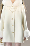 오리지널 밀키 화이트 퍼 칼라 코트 재킷