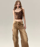 두꺼운 벨벳 레이스 캐미솔 탑과 바텀 셔츠